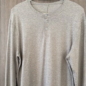 Light Gray/Green Henley Long Sleeve Shirt
